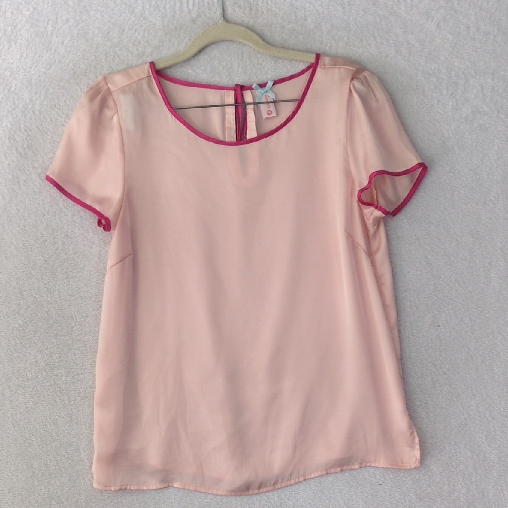 DownEast Womens Pink‎ Barbiecore Feminine Blouse Size S